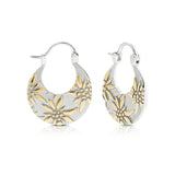 Sterling Silver Bicolor Earrings with Multi Edelweiss Pattern by Gexist®