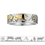 Sterling Silver Bicolor Edelweiss Ring with Edelweiss, Matterhorn, Cows and Firs by Gexist®