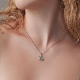 Sterling Silver Bicolor Necklace and domed profile Pendant with Matterhorn and Edelweiss Pattern by Gexist®