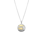 Sterling Silver Bicolor Necklace and domed profile Pendant with Poya Pattern by Gexist®