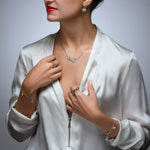 Sterling Silver Bicolor Necklace with Double Edelweiss Pendant by Gexist®