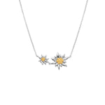 Sterling Silver Bicolor Necklace with Double Edelweiss Pendant by Gexist®