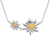 Sterling Silver Bicolor Necklace with Double Edelweiss Pendant by Gexist®