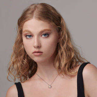 Sterling Silver Bicolor Necklace with Edelweiss Pendant by Gexist®