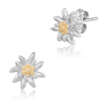 Sterling Silver Bicolor Stud Earrings Small Edelweiss by Gexist®
