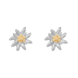 Sterling Silver Bicolor Stud Earrings Small Edelweiss by Gexist®