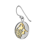 Sterling Silver Bicolor domed profile Earring with Matterhorn and Edelweiss Pattern by Gexist®