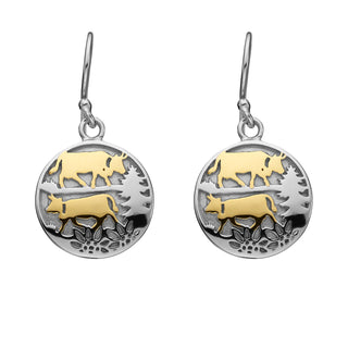 Sterling Silver Bicolor domed profile Earring with Poya Pattern by Gexist®