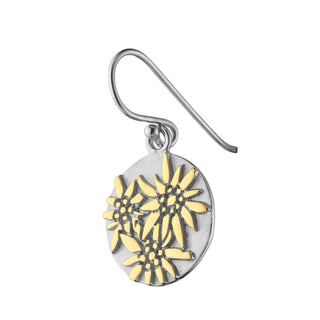 Sterling Silver Bicolor flat profile Earring with Edelweiss Pattern by Gexist®