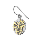 Sterling Silver Bicolor flat profile Earring with Edelweiss Pattern by Gexist®
