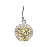 Sterling Silver Bicolor flat profile Earring with Edelweiss Pattern by Gexist®