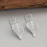 Sterling Silver Birch Leaf Earrings (MF498E-7) by Gexist®