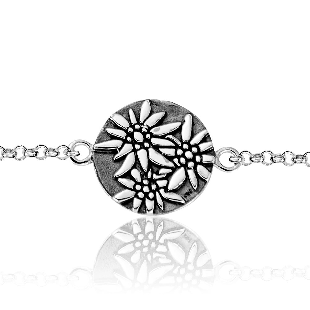 Sterling Silver Bracelet with flat profile Edelweiss Pattern by Gexist®
