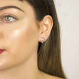 Sterling Silver Cat And Moon Stud Earrings (MZB51E) by Gexist®