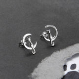 Sterling Silver Cat And Moon Stud Earrings (MZB51E) by Gexist®
