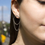 Sterling Silver Chain Curve Earrings (MD301) by Gexist®