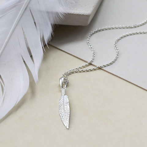Sterling Silver Cheyenne Feather Necklace (MF510) by Gexist®