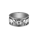 Sterling Silver Cow, Swiss flag, Edelweiss Ring by Gexist®