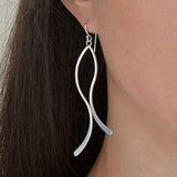 Sterling Silver Curved Ribbon Earrings (ME405E) by Gexist®