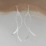Sterling Silver Curved Ribbon Earrings (ME405E) by Gexist®