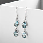 Sterling Silver Double Blue Topaz Oval Earrings (MJ754E) by Gexist®