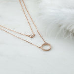 Sterling Silver Double Circle Pavé Necklace (MX1350) by Gexist®