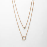 Sterling Silver Double Circle Pavé Necklace (MX1350) by Gexist®