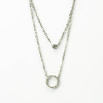 Sterling Silver Double Circle Pavé Necklace (MX1350) by Gexist®