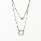 Sterling Silver Double Circle Pavé Necklace (MX1350) by Gexist®