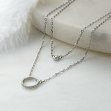 Sterling Silver Double Circle Pavé Necklace (MX1350) by Gexist®