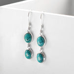 Sterling Silver Double Turquoise Oval Earrings (MJ753E-2) by Gexist®