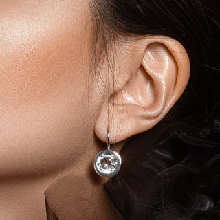 Sterling Silver Earrings with Swiss Stone Cristal Quartz by Gexist®