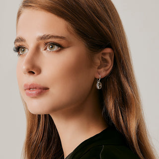 Sterling Silver Earrings with Swiss Stone Cristal Quartz by Gexist®