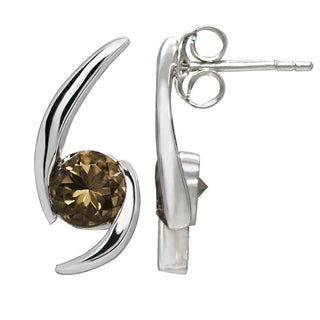Sterling Silver Earrings with Swiss Stone Smoky Quartz by Gexist®