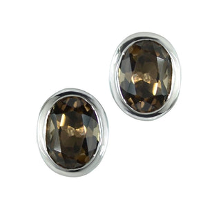 Sterling Silver Earrings with Swiss Stone Smoky Quartz by Gexist®