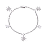 Sterling Silver Edelweiss Bracelet with Swiss Stone Cristal Quartz by Gexist®