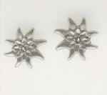 Sterling Silver Edelweiss Earrings with Swiss Stone Cristal Quartz by Gexist®