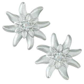 Sterling Silver Edelweiss Earrings with Swiss Stone Cristal Quartz by Gexist®
