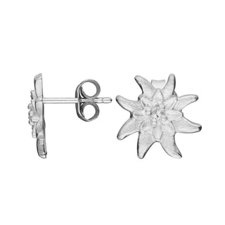 Sterling Silver Edelweiss Earrings with Swiss Stone Cristal Quartz by Gexist®