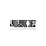 Sterling Silver Edelweiss Ring with Edelweiss, Matterhorn, Cows and Firs by Gexist®