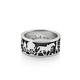 Sterling Silver Edelweiss Ring with the Cheesemaker and his Cows by Gexist®