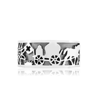 Sterling Silver Edelweiss Ring with the Cheesemaker and his Cows by Gexist®