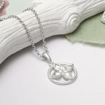 Sterling Silver Flower Fan Necklace (MF505P) by Gexist®