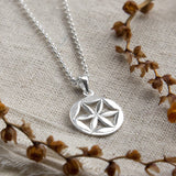 Sterling Silver Flower Wheel Necklace (MS1190S) by Gexist®