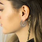 Sterling Silver Geometric Flower Hoop Earrings (ML874) by Gexist®