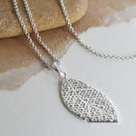 Sterling Silver Geometric Leaves Necklace (MF494P) by Gexist®