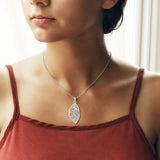 Sterling Silver Geometric Leaves Necklace (MF494P) by Gexist®