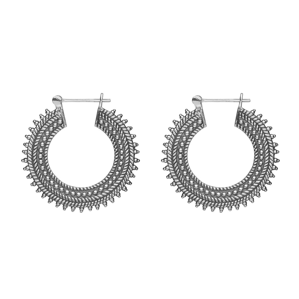 Sterling Silver Jaipur Creole 25 mm Round Earrings by Gexist®