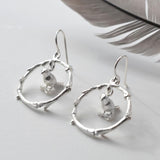 Sterling Silver Little Bird Hoop Earrings (MF492E) by Gexist®
