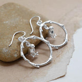 Sterling Silver Little Bird Hoop Earrings (MF492E) by Gexist®